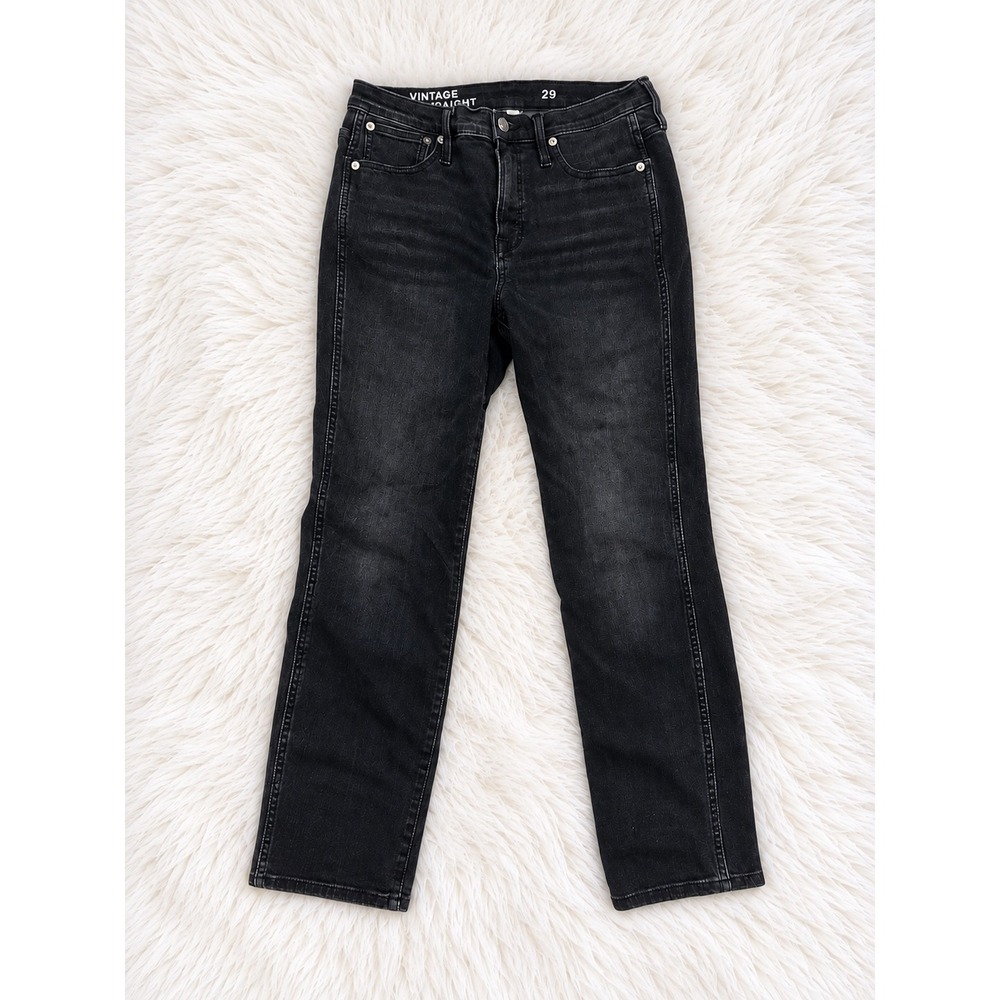 J.Crew Re-Imagined Vintage Slim Straight Jeans Black Size 29 | High Rise Denim